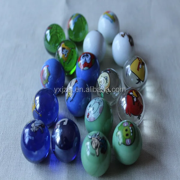 
Toy glass marbles ball with printed cartoon design 