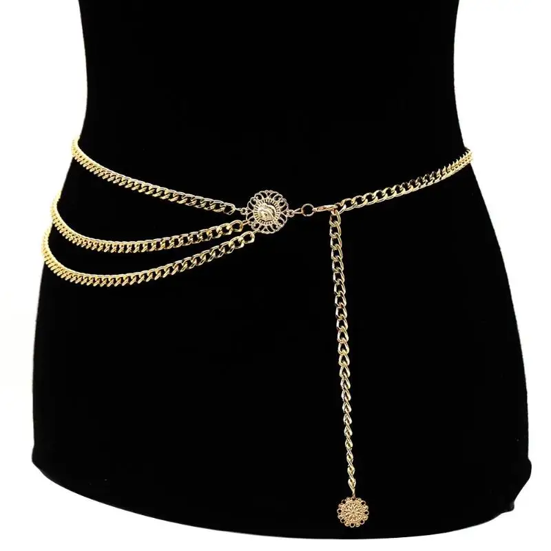 

Bohemian 8 Designs Round Pendant Belly Chain Gold Multilayer Waist Chain Body Chain Jewelry for Women