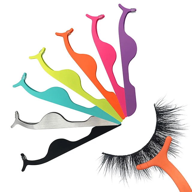 Hot selling makeup tool Stainless steel magnetic eyelash tweezers False eyelash assistant