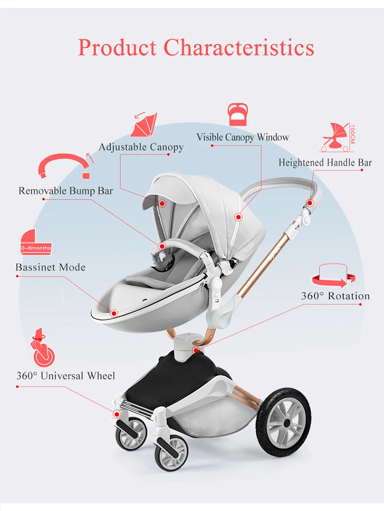 hot mom pushchair 2018 3 in 1 travel system with 360 rotation function grey