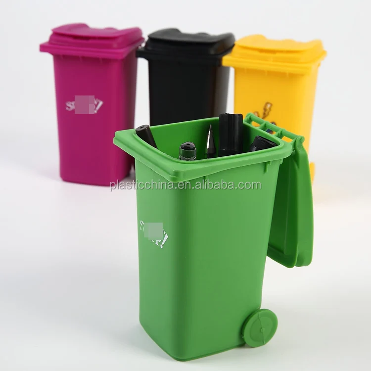 

75g types of dustbin plastic wholesale stocked dustbin pen holder mini trash can shape toy, N/a