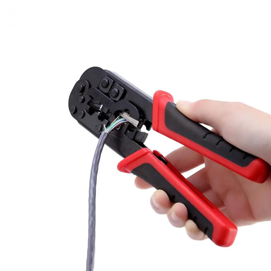 RJ22 Alicates de engarzado de cable de red Alicate antideslizante Engarce de alambre Alicate Pelacables 8P Herramienta de engarzado Alicate de engarzado Powcan RJ45 6P-RJ11 RJ12 4P