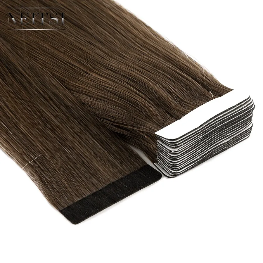 

Free Sample Neitsi 100% Natural Tape in Human Hair Weft Hand Tied Tape Hair Extensions 100% Human Hair 4#