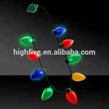 

Plastic Flashlight Luminous Christmas Festival Necklace LED Light Up Party Bulb Necklaces For Adults Kids