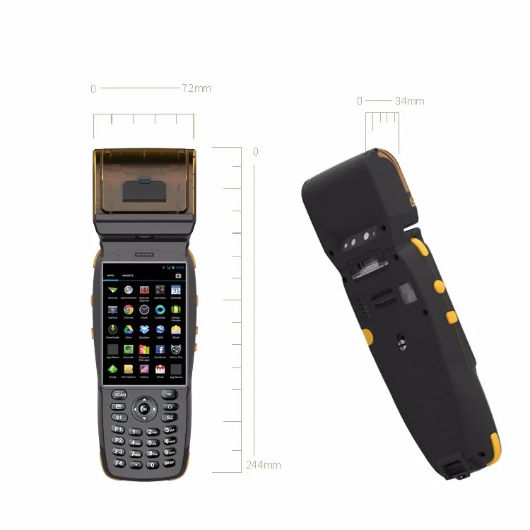 Rugged IP65 Industrial Android Handheld PDA Laser Barcodes Scanner with Printer