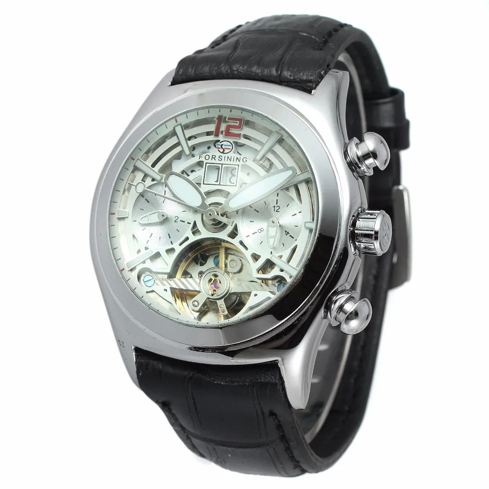 

FORSINING Men clear luxury brand logo mechanical leather watch