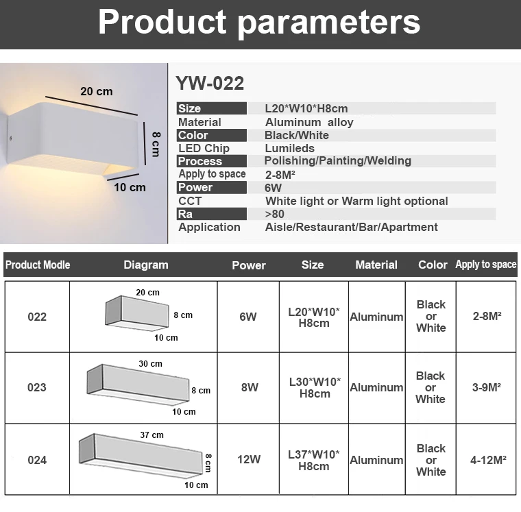 High bright IP65  Decorated Up and Down Modern 8W LED Wall Light