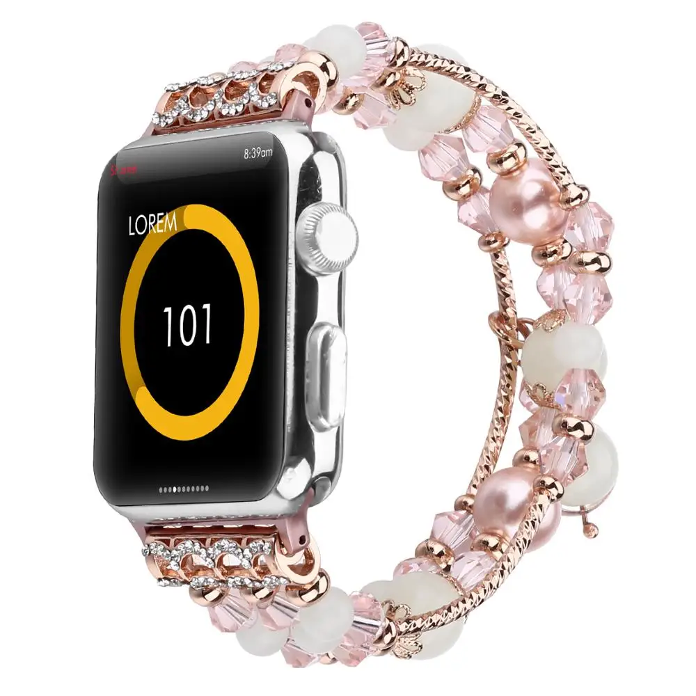 

Trendybay Luminous Fashion Handmade Elastic Stretch Faux Pearl Bracelet Strap For Apple Watch, N/a