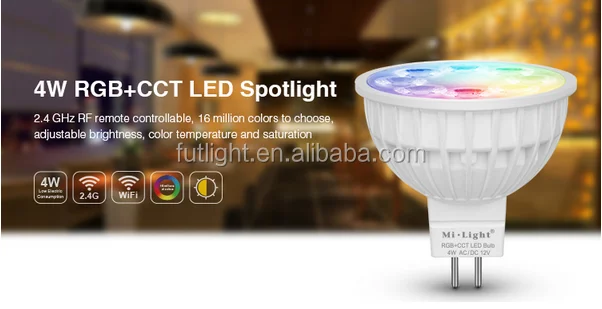 home led mini led spot light 4W color and brightness changeable wifi rf frequency rgb+cct mr16 led bulbs