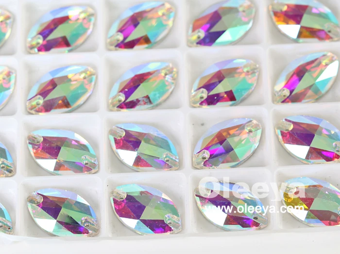 Factory Direct Sale 12mm Rivoli Glass AB Crystal Sew on Rhinestones Flatback Sewing Rhinestone Beads for Jewelry Making