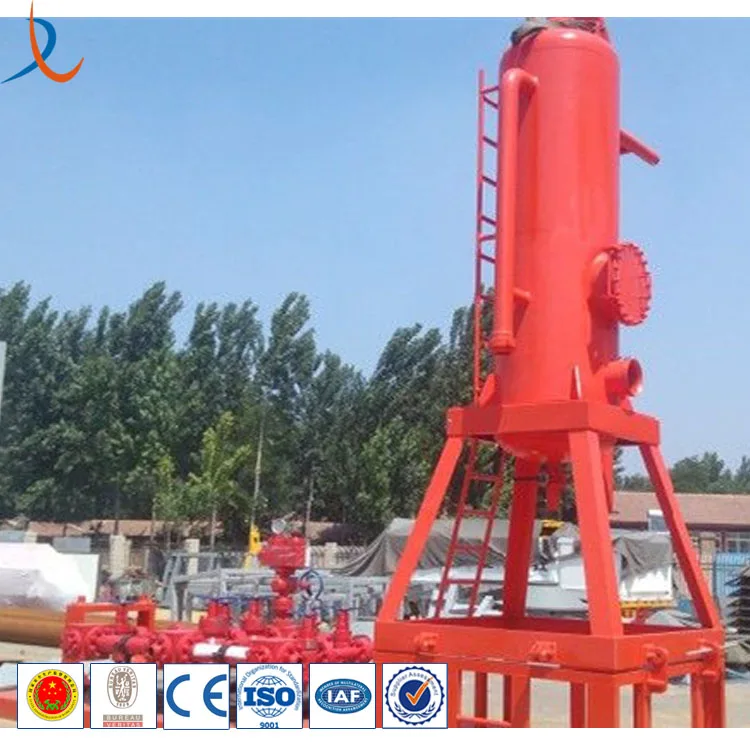 Skid Mounted Vertical Oilfield Gas Buster / Mud Separator Tank / Well