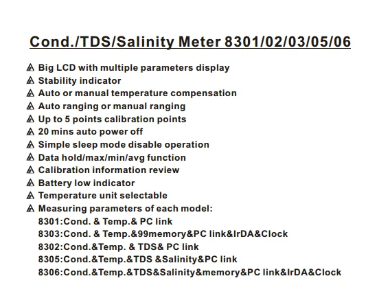 Máy đo độ dẫn điện kỹ thuật số AZ8306 Máy dò TDS Cond TDS SALT Bộ kiểm tra logger độ mặn trong ph