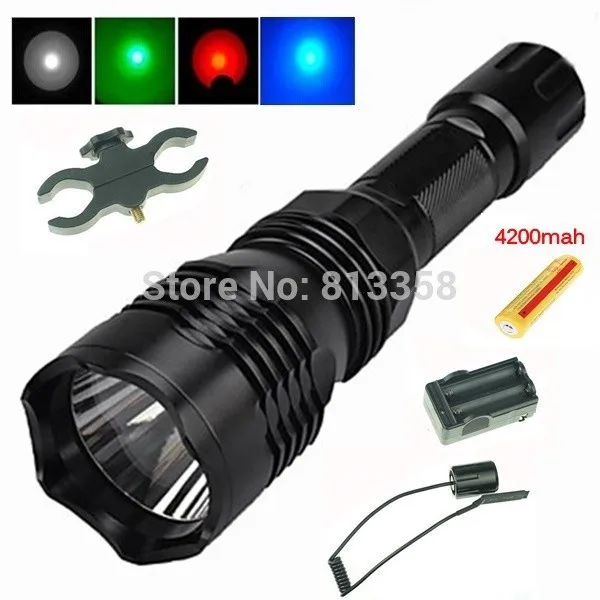 UniqueFire HS-802 white/red/green light CREE LED hunting torch light long range flashlight