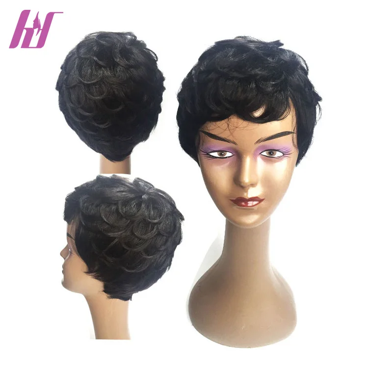 

New promotional products 2018 short afro kinky lace human hair wigs