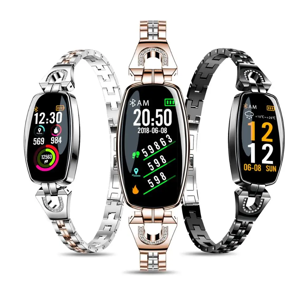 

H8 Smart Bracelet Women Heart Rate Sleep Monitor Smart Band Blood Pressure Smart Watch Band For IOS Android Smartbands, Blk;silver;gold