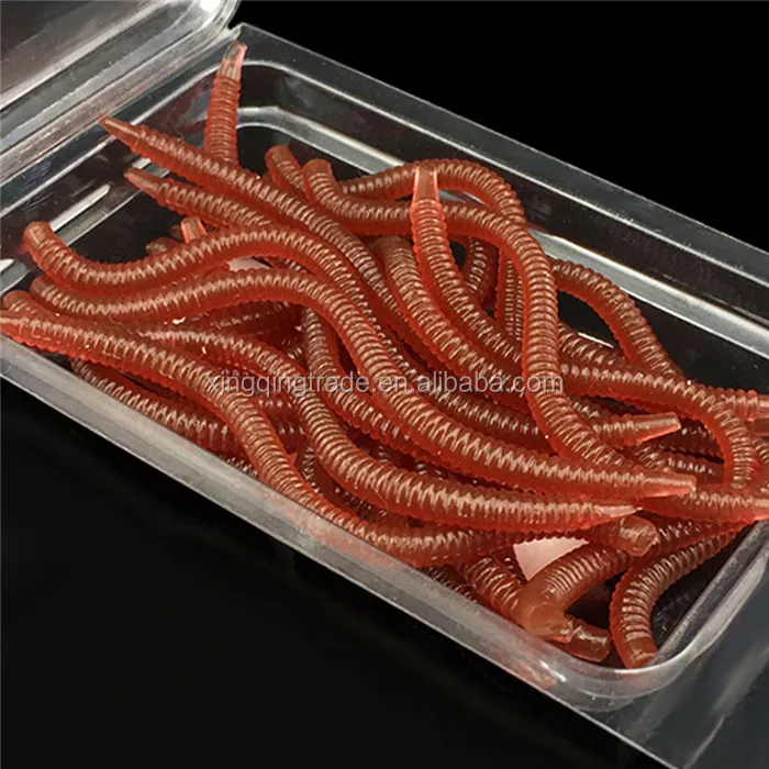 20pcs/box Simulation Earthworm Red Fishing Worms Artificial Fishing