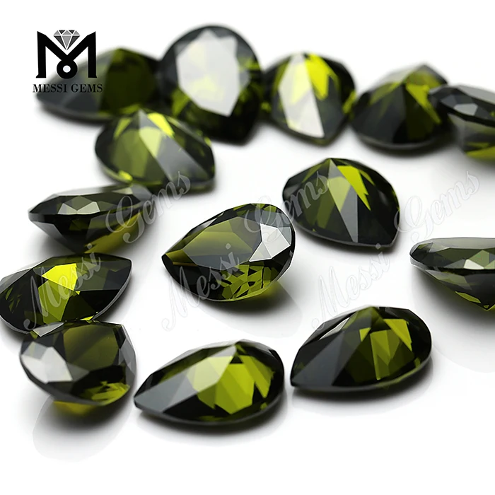 Coupe de poire 8x12mm de qualité supérieure olive zircone en pierres précieuses en vrac
