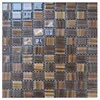 Brown glass mosaic tiles pattern, hand painted mosaic tile, hand painted glass mosaic KG-3013