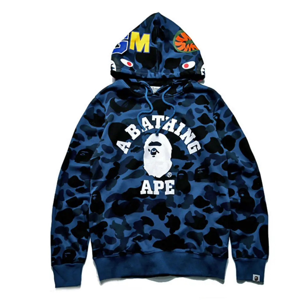 

Men's Full Zip Shark Head Camo Hoodie Coat Sweatshirt Jacket, Customizable