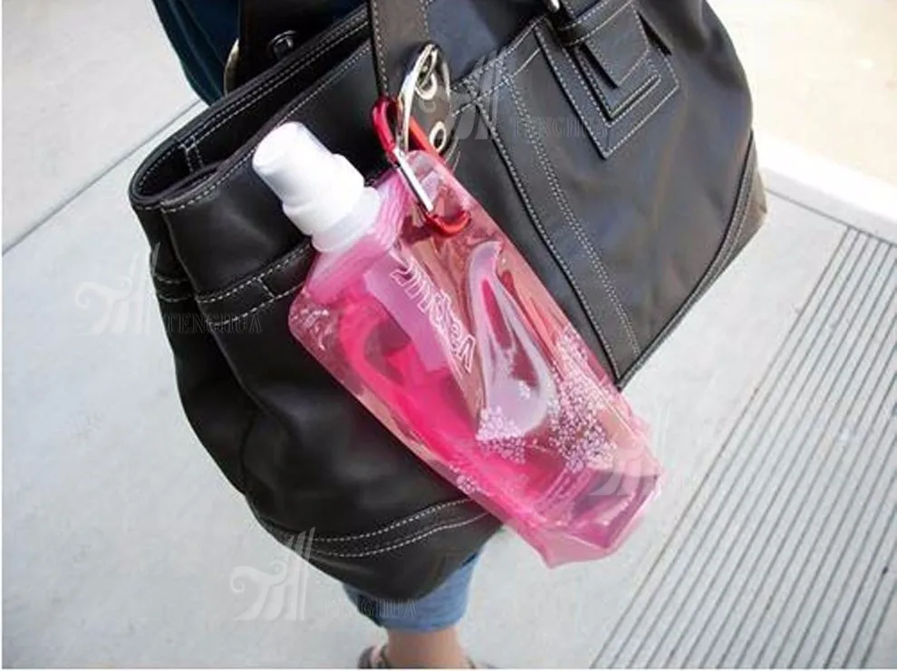 480ml Foldable Plastic Water Bottle , Drinking Water Bag