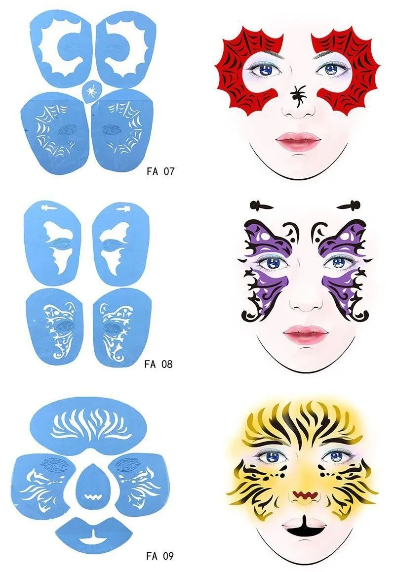 Reusable Facial Paint Body Painting Makeup Tattoo Design Tools Face ...