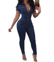 

Hot sale skinny womens denim overalls jeans jumpsuit