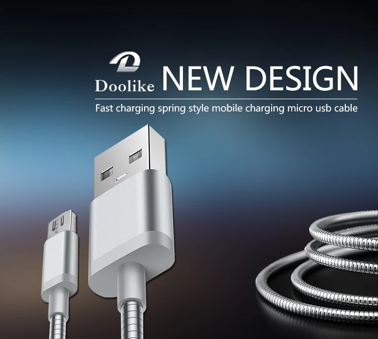 Wholesale Flexible 1.5m Flat Spring Micro USB Cable Charging Cable for iPhone 