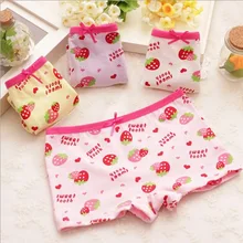 2015 Cute strawberry print cotton underpants bow child children pants baby girls underwear wholesale GU026