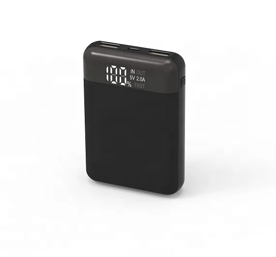 

10000mAh Mini Portable Charger External Battery Power Bank with Smart Digital LED Display Fast Charge, Black white