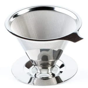 Image of Stainless Steel Paperless Coffee Filter Pour Over Custom Coffee Dripper Cone Air Filter Funnel