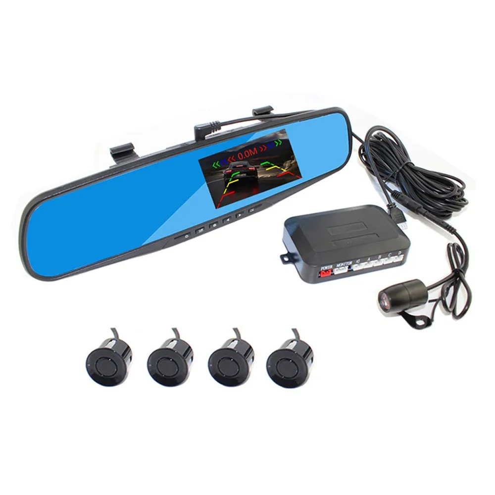 

2017 new type Hot Sale Car Audio System With Reverse Camera 4.3inch Rear View Mirror Lcd Monitor+Radar Packing Sensor