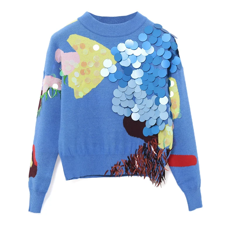 

Colorful Trim Festival Knitting Xmas Sweater