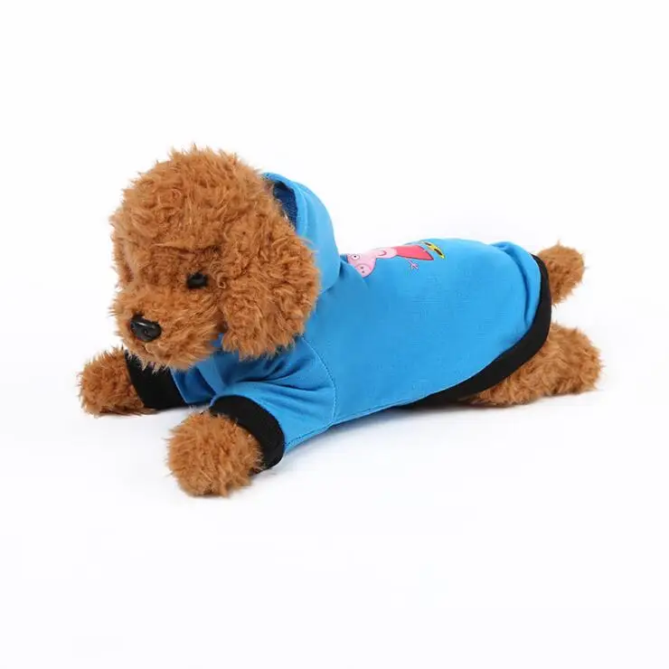 

Foreign trade cartoon pet clothes puppy hooded shirt summer small dog clothing wholesale dog pet shirts print, Blue, cyan, brown,rose red