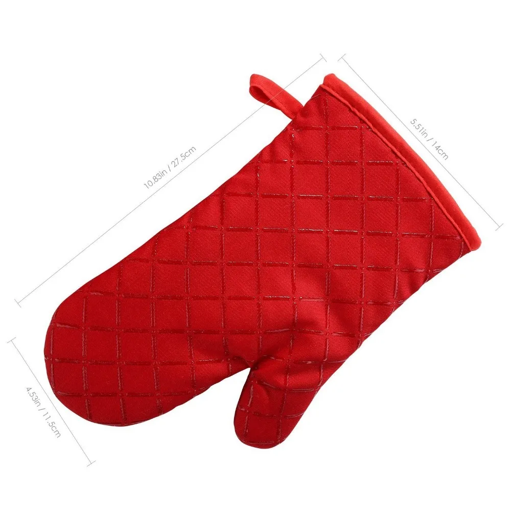 
Wholesale Red Non-Slip Heat-Resistant Silicone Kitchen Cooking Lattice Double Oven Gloves 