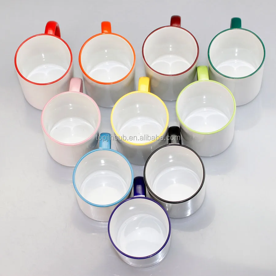 

Sublimation  Color Handle Ceramic Mugs Blank White Sublimation Mug