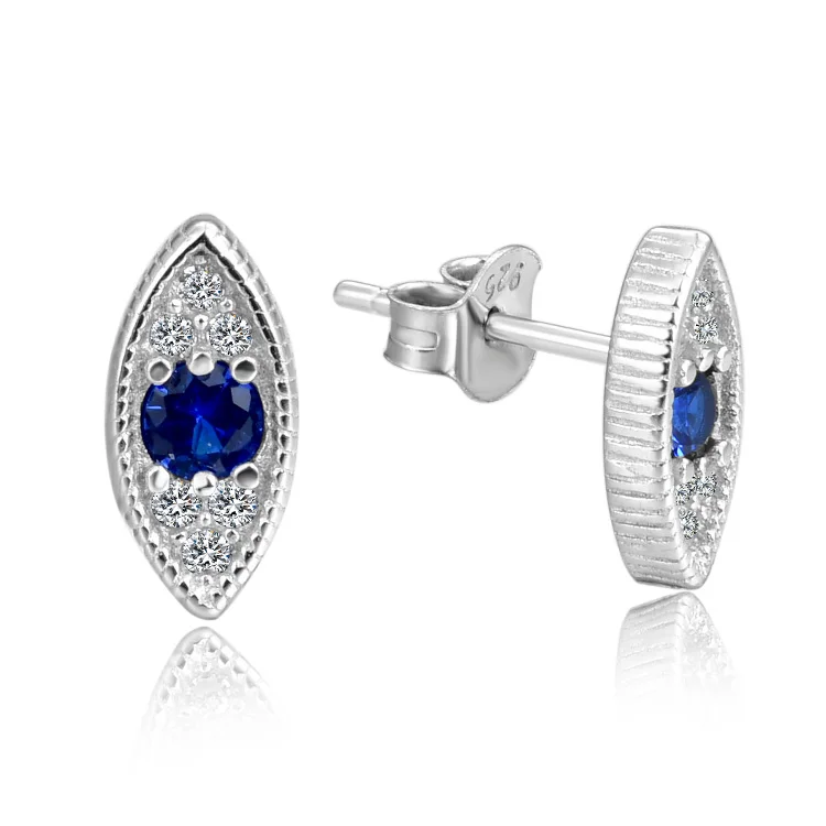 

POLIVA Popular Simple Design Women Fine Jewellery Colorful Stone 18K White Gold Plated S925 Sterling Silver Earrings