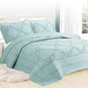 Solid Gray/Blue Bedspread Lightweight Hypoallergenic Microfiber 3 Piece Patchwork Coverlet Set Quilt