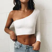 

Single side off shoulder top backless women summer tops crop top