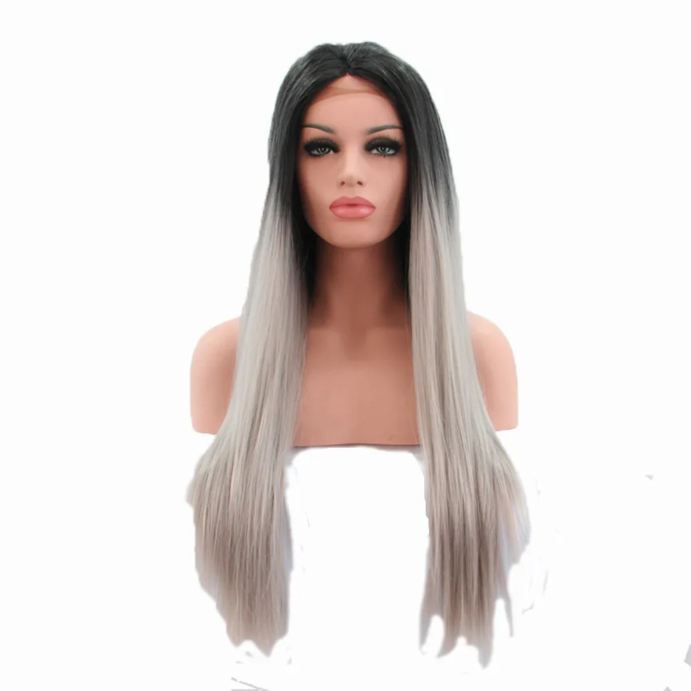 

NEW LOOK ombre grey synthetic SILKY straight lace front /wigs, All color available