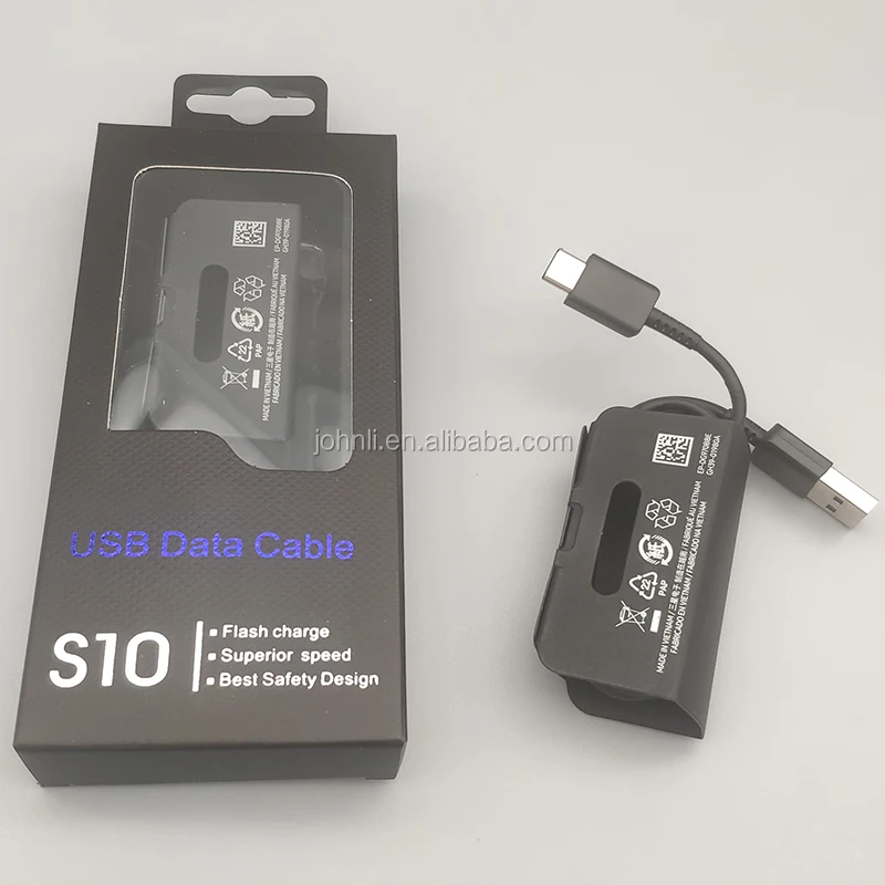 

S10 Type C cable For Samsung Original Fast charging cable with box, Black/white