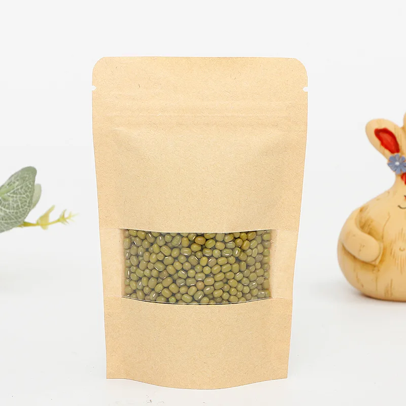 
Custom Printed Biodegradable and Compostable PLA Zipper Food Packaging Pouch Kraft Paper Bag for Coffee Tea nut food 