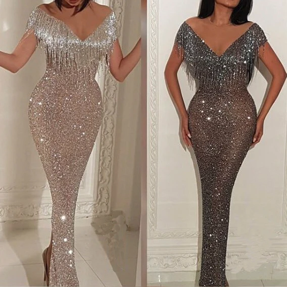 Sexy Club Dress With Beading Luxury Plus Size Gown With Slit Party ...