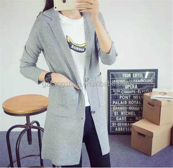 
Clothing factories in china korean style sweater hand making designs cardigan coat warm grey wool angora sweater 