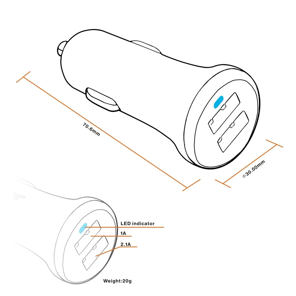Shenzhen Belen Wholesale Cheap Price 5V 2.1A Portable Mini Dual Usb Car Smartphone Charger Custom Usb Car Charger 2 port