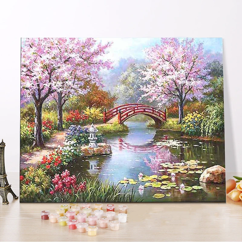 101 Gambar Lukisan Taman Bunga Sakura HD