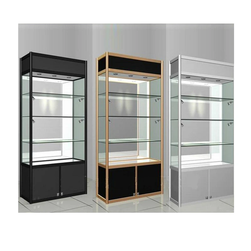 Aluminum Alloy Glass Top Display Case,Lighted Glass Case For Widely