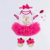 

Baby Girl Dresses Summer First 1st Birthday Cake Smash Outfits Clothes 4pc Sets Romper Tutu Skirt Headband Toddler Dresses Girls