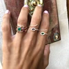 3 pcs set fashion ring rose gold plated with colorful multi color cubic zirconia women full finger jewelry