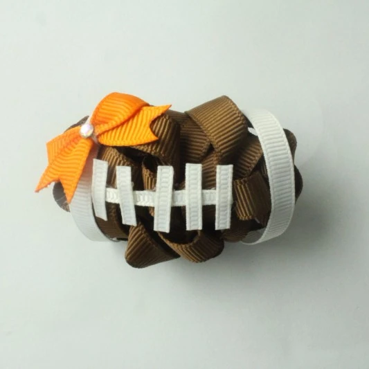 

curly football hair bow
