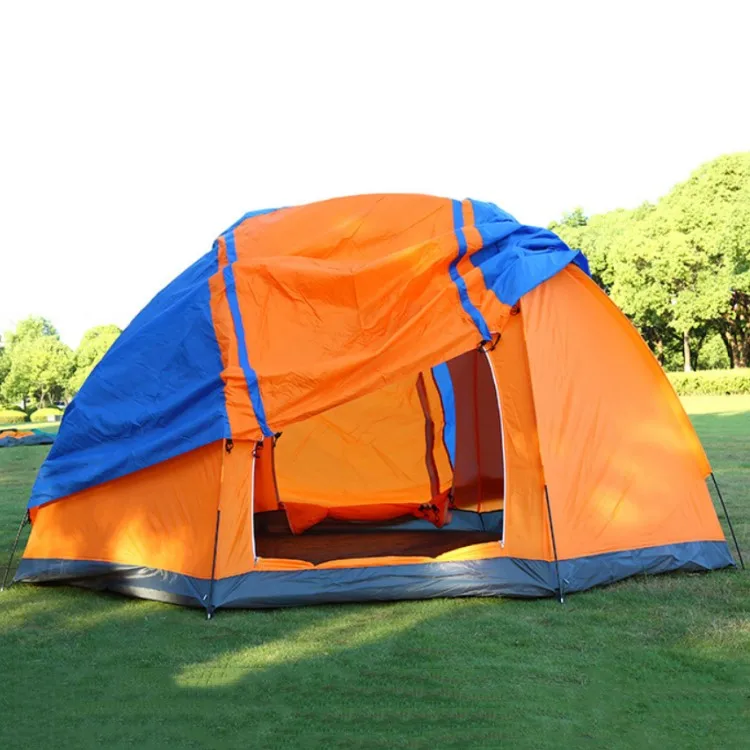 

High Quality Outdoor Traveling 5-8 Person Waterproof Large Family Camping Tent, Orange + blue